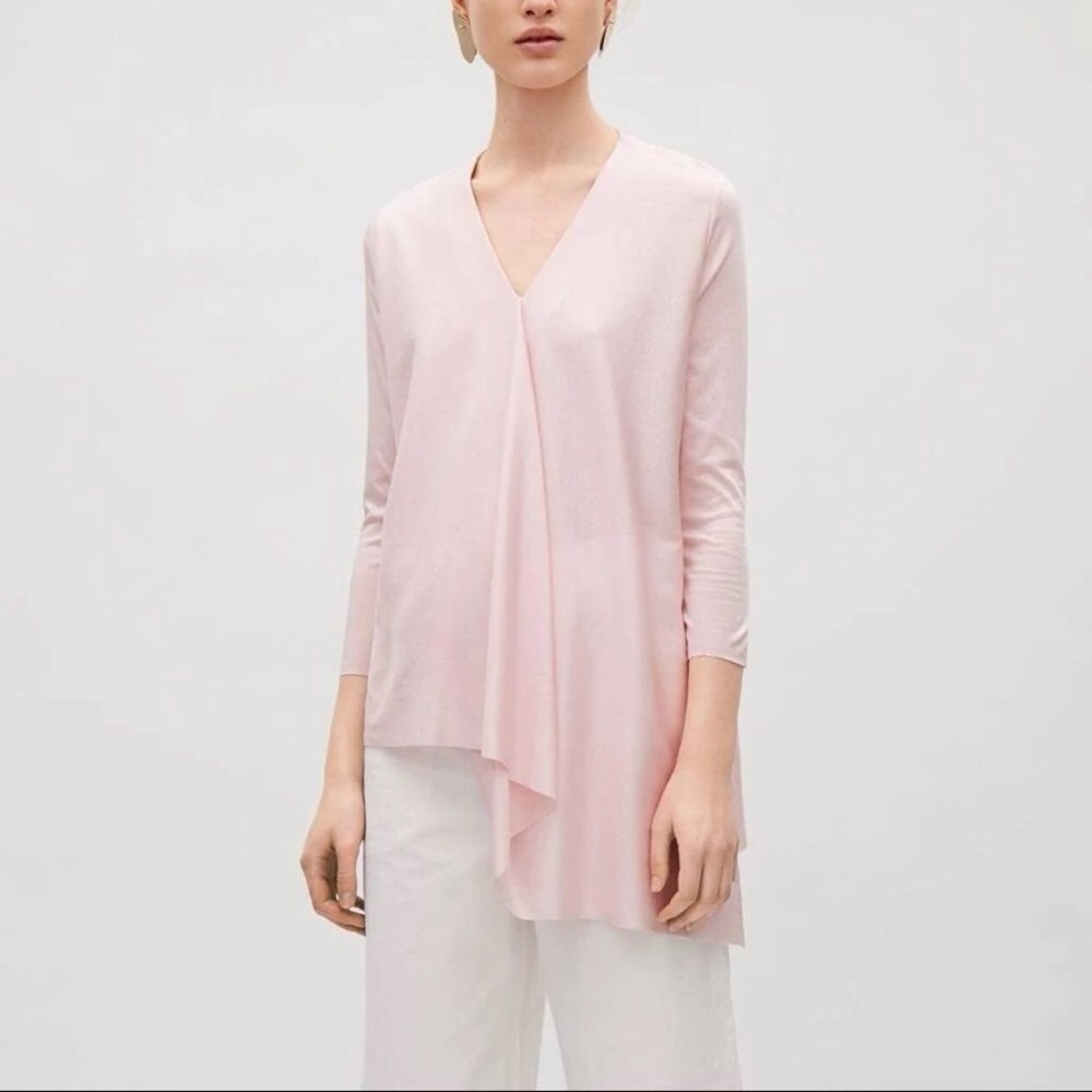 COS Elegant Powder Pink Asymmetrical Women's Top: Size Medium
